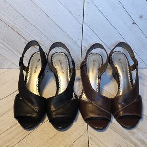 Naturalizer X2 Pairs Brown And Black Leather Wedge Heels